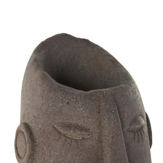17" Textured Brown Woman Head Planter {5}