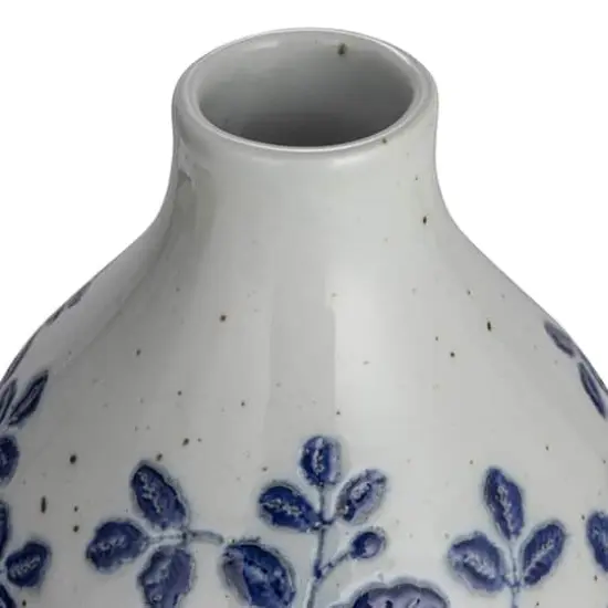 Hello Honey&reg; 15" Blue & White Hand Painted Stoneware Vase {5}