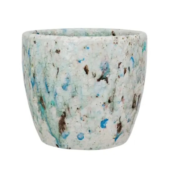 Hello Honey&reg; 7.5" Blue Crackle Glaze Terra Cotta Planter {3}