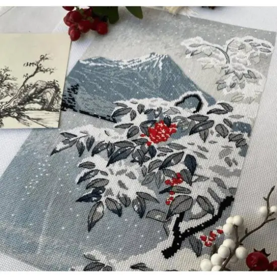 Oven Winter Landscape With Mountain Ash Cross Stitch Kit {3}