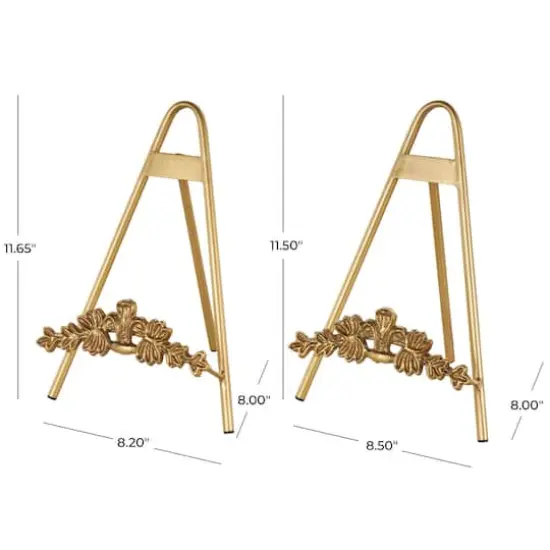 Gold Metal Arched Foldable Display Easel with Vine Emblem Set {6}