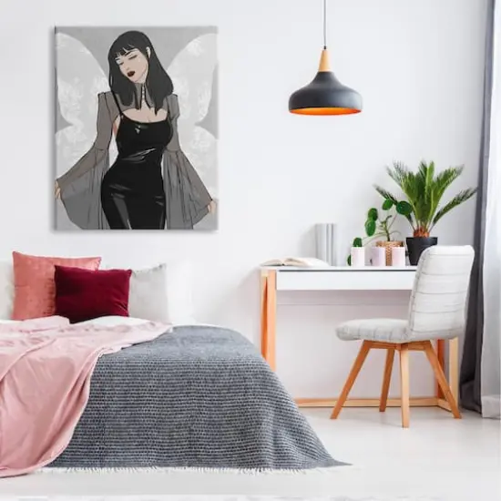 Stupell Industries Goth Fashion Girl Botanical Pattern Canvas Wall Art {4}