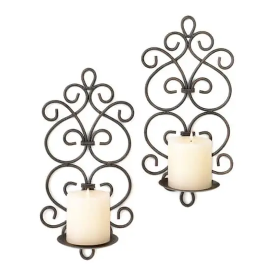 13" Metal Scrollwork Candle Wall Sconces, 2ct. {4}