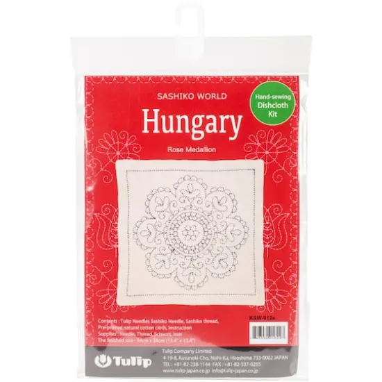Sashiko World Hungary Rose Medallion Stamped Embroidery Kit {4}