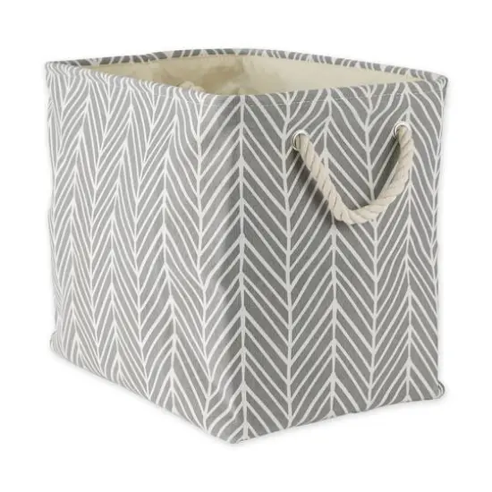 DII&reg; Large Gray Herringbone Rectangle Fabric Bin {1}