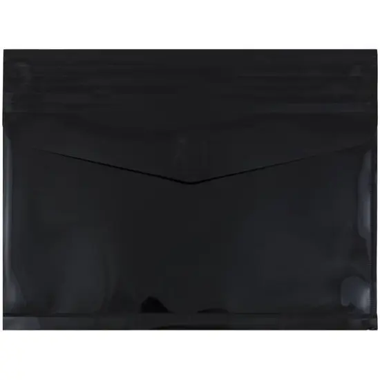 JAM Paper 9.75" x 13" Plastic Hook & Loop Closure Envelopes, 12ct. Black {1}