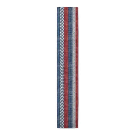 Patriotic Patchwork Stripes Outdoor Table Runner {1}