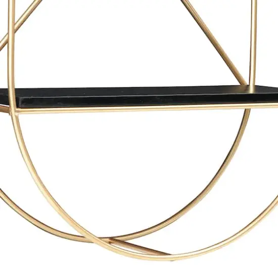 Hello Honey&reg; Metal & Wood Gold Oval Wall Shelf {5}