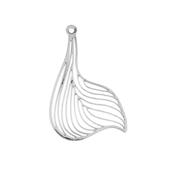 John Bead Silver Leaf Pendants, 4ct. {1}