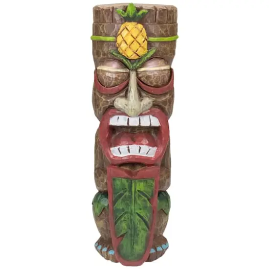 16" Solar Lighted Polynesian Outdoor Garden Tiki Statue {1}