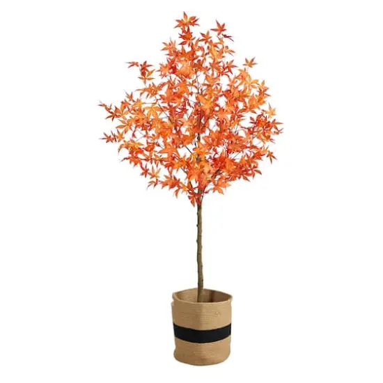 6ft. Artificial Autumn Maple Tree with Basket {1}