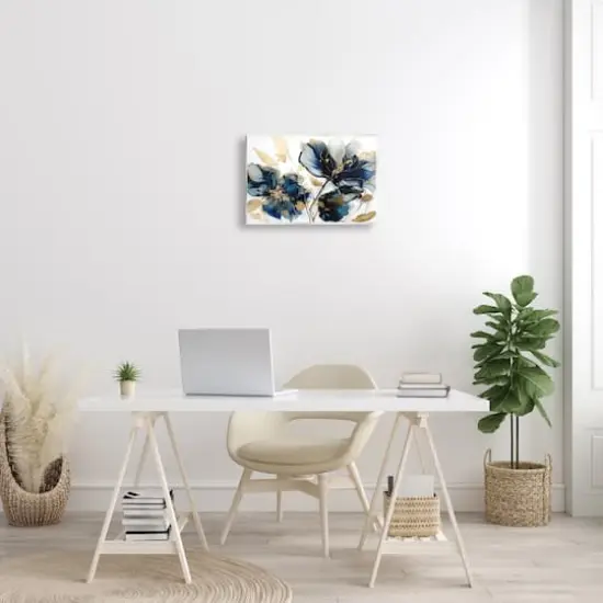 Stupell Industries Blue Swirling Modern Flowers Wall Plaque Art {3}