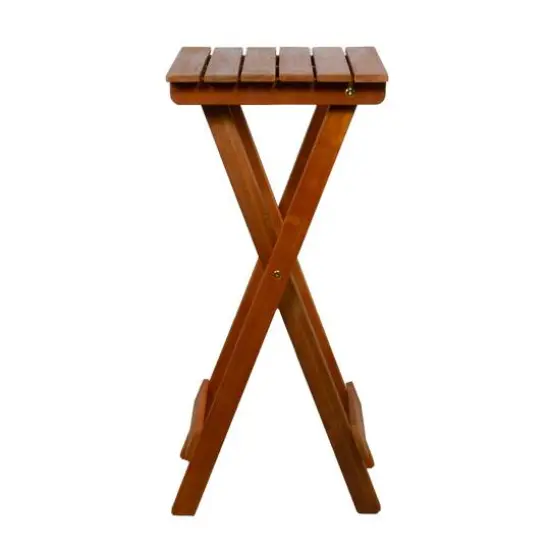 26" Light Brown Acacia Wood Outdoor Folding Accent Table {4}