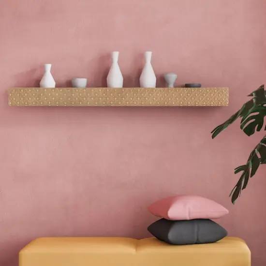 Large Natural Rustic Embossed Wood Floating Wall Shelf {3}