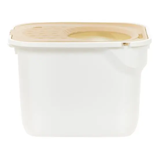 IRIS&reg; 49qt. White & Beige Cat Litter Box with Top Entry Lid {6}