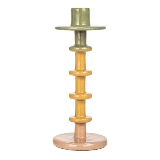 Hello Honey&reg; 9" Enameled Decorative Metal Taper Candle Holder {9}