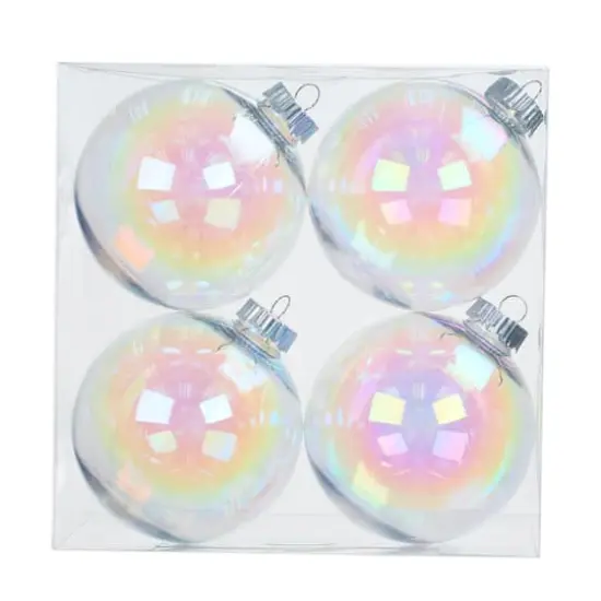 4 Pack 4" Iridescent Clear DIY Plastic Ball Ornaments by Make Market&reg; {3}