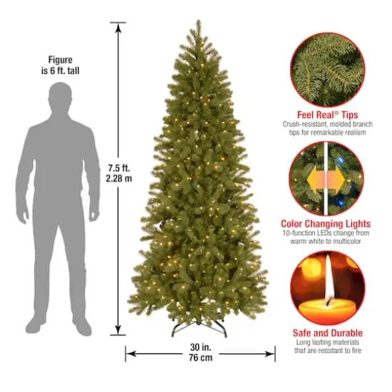 7ft. Pre-Lit Feel Real® Downswept Douglas® Fir Artificial Christmas Tree, 300 Dual Color® LED Lights {6}