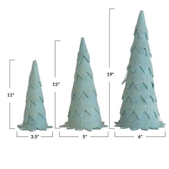 Hello Honey® Mint Green Layered Wool Felt Tree Set with Gold Metallic Stitching {5}