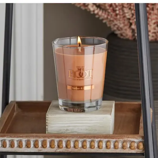Root Candles 10.5oz. Large Scented Honeycomb Veriglass Jar Candle Amber and Oak {3}
