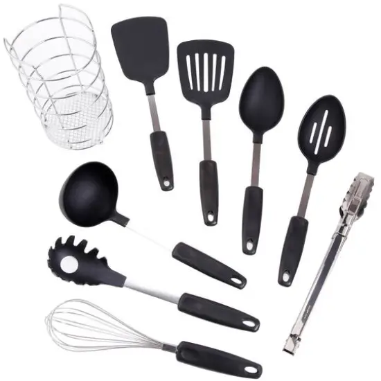 Gibson Chef's Better Basics Utensil Set In Round Shape Wire Caddy, 9ct. {1}