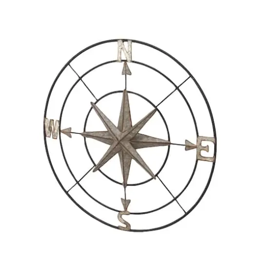 Gray Compass Metal Farmhouse Wall Decor {4}
