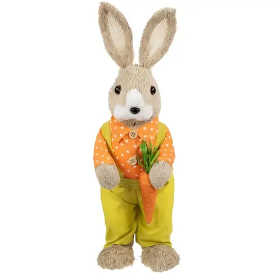 16" Orange & Green Standing Boy Rabbit with Carrot Easter Figure {1}