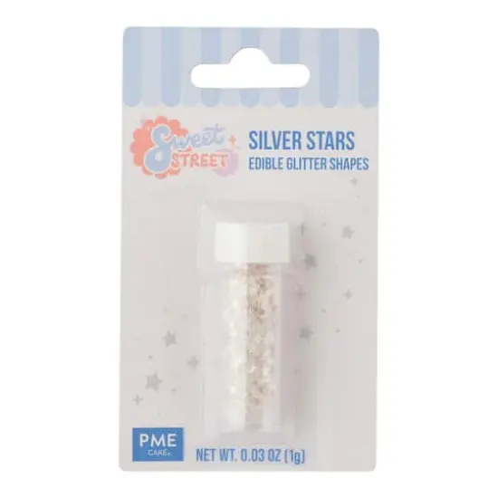 PME Cake Sweet Street&reg; Edible Glitter Stars Silver {3}