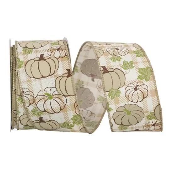 Reliant 2.5"x 10yd. Twill Wired Edge Pumpkin Plaid Ribbon {1}