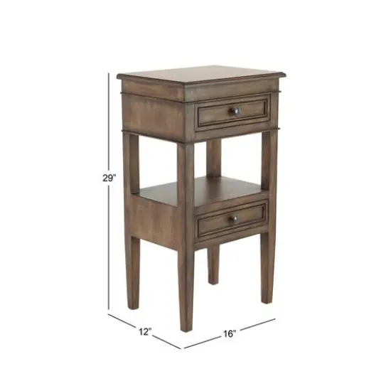 29" Pine Traditional Accent Table Distressed Brown {9}