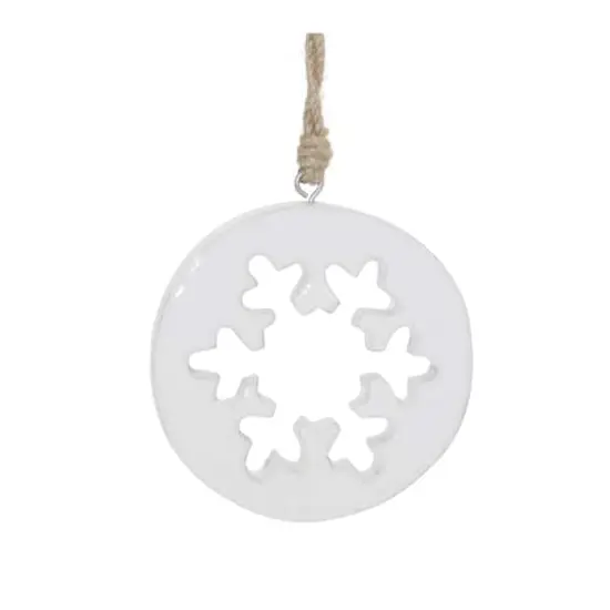 White Wood Snowflake Cut-Out Ornament (Set of 12) {5}