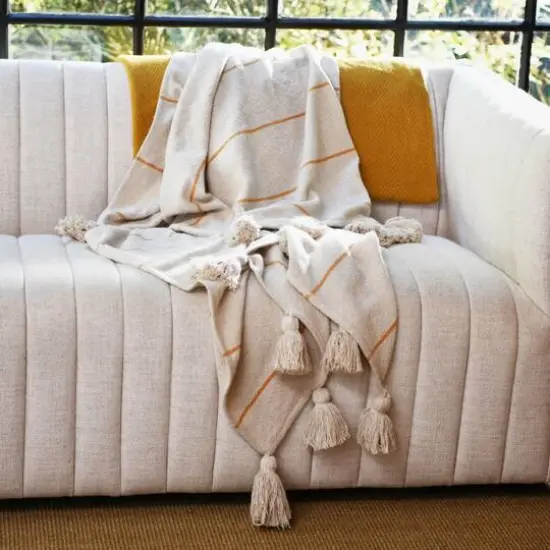 Hello Honey® Striped Cotton Throw Blanket with Tassels Cream {3}