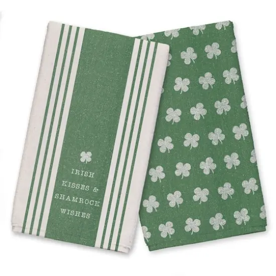 Irish Kisses and Shamrock Wishes Tea Towel Set of 2 {1}