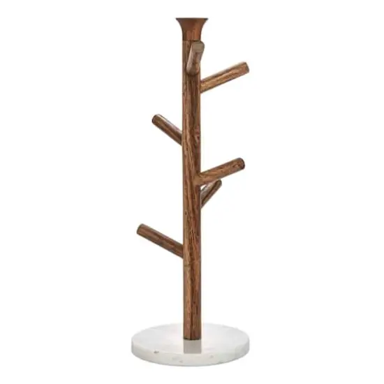 Hello Honey&reg; 17" Tall Mango Wood & Marble Mug Rack {6}