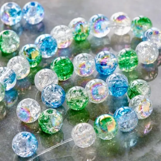 Blue & Green Crackled Glass Round Beads, 8mm by Bead Landing&trade; {3}