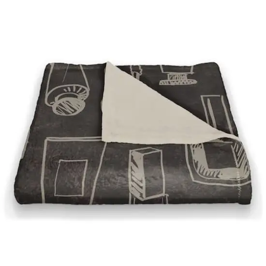 Makeup Icons Coral Fleece Blanket White/Black {3}