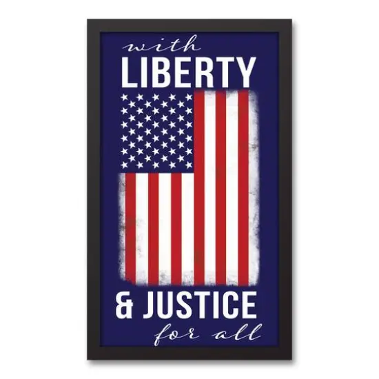 Liberty & Justice Flag Black Framed Canvas {1}