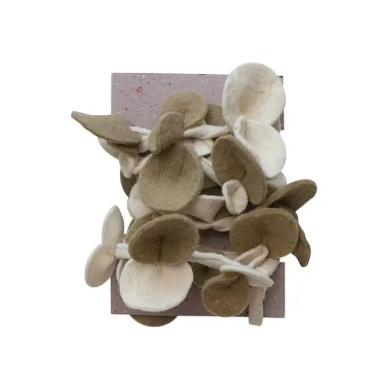 Hello Honey&reg; 6ft. Cream & Green Leaf Handmade Acrylic & Wool Felt Garland {4}