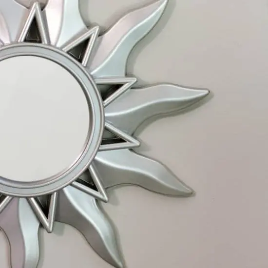 9.5" Mayan Sunburst Matte Silver Round Mirror Set {4}