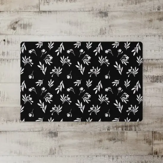 Simple Black Floral 27" x 18" Floor Mat {3}