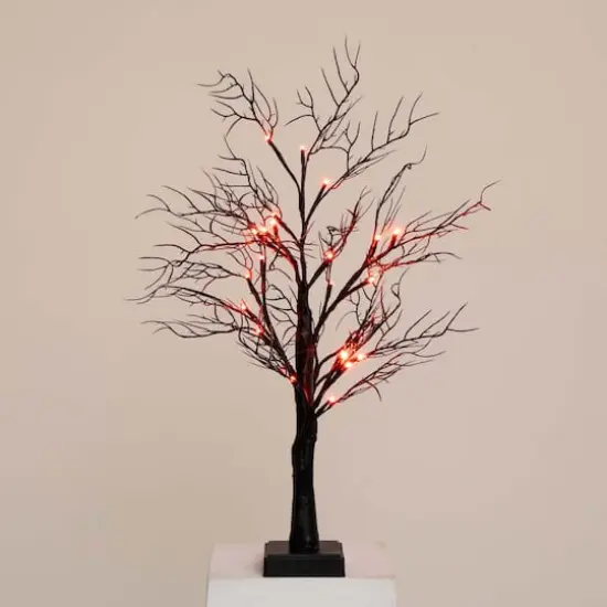 2ft. Pre-Lit LED Deluxe Black Twig Artificial Halloween Tree {11}