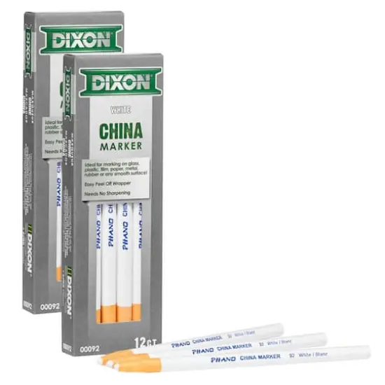 Dixon&reg; Phano China Markers, 2 Packs of 12 White {1}