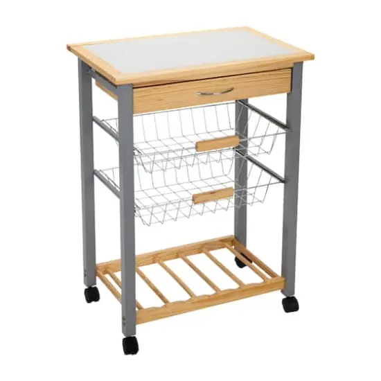Organize It All Rolling Kitchen Cart with Wine Rack {1}