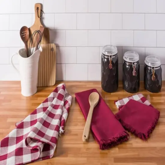 DII&reg; Assorted Wine Heavyweight Fringed Dishtowel (Set of 4) {5}