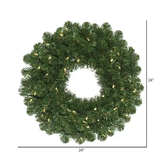24" Pre-Lit Oregon Fir Artificial Christmas Wreath, Warm White LED Wide Angle Lights {3}