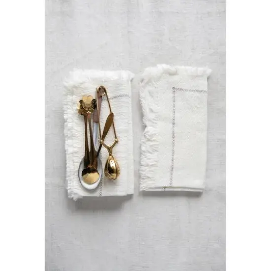 Hello Honey&reg; 18" Square Cotton Woven Napkins with Stitch Accent & Fringe Set, 4ct. {3}