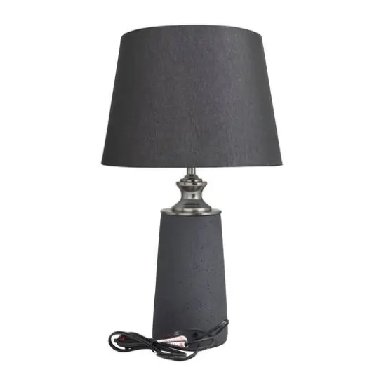 Black Cement Modern Table Lamp, 24" x 14" x 14" {7}