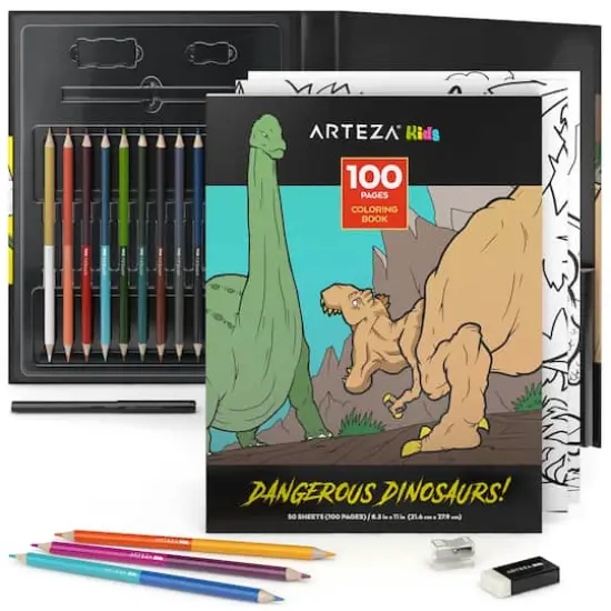 Arteza&reg; Kids Dangerous Dinosaurs Coloring Book Kit {1}