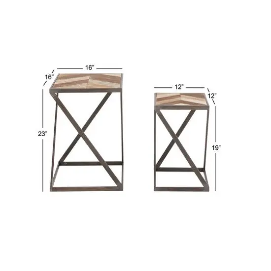 Brown Wood Modern Accent Table Set {6}