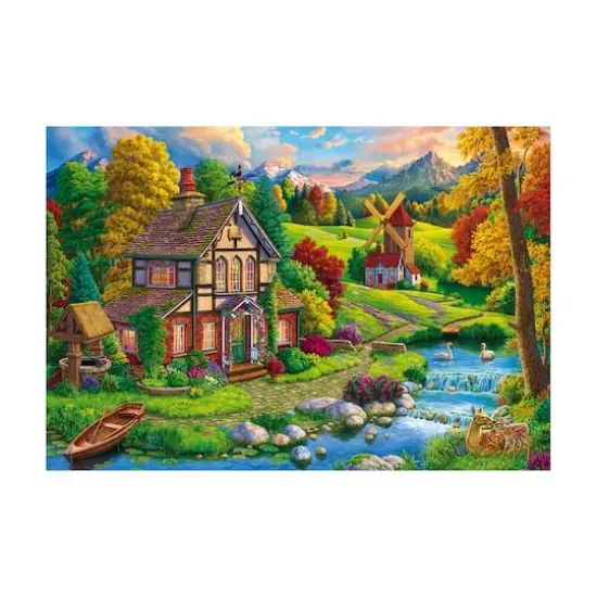 Beautiful Cozy House by the River: 1000 Pcs {1}